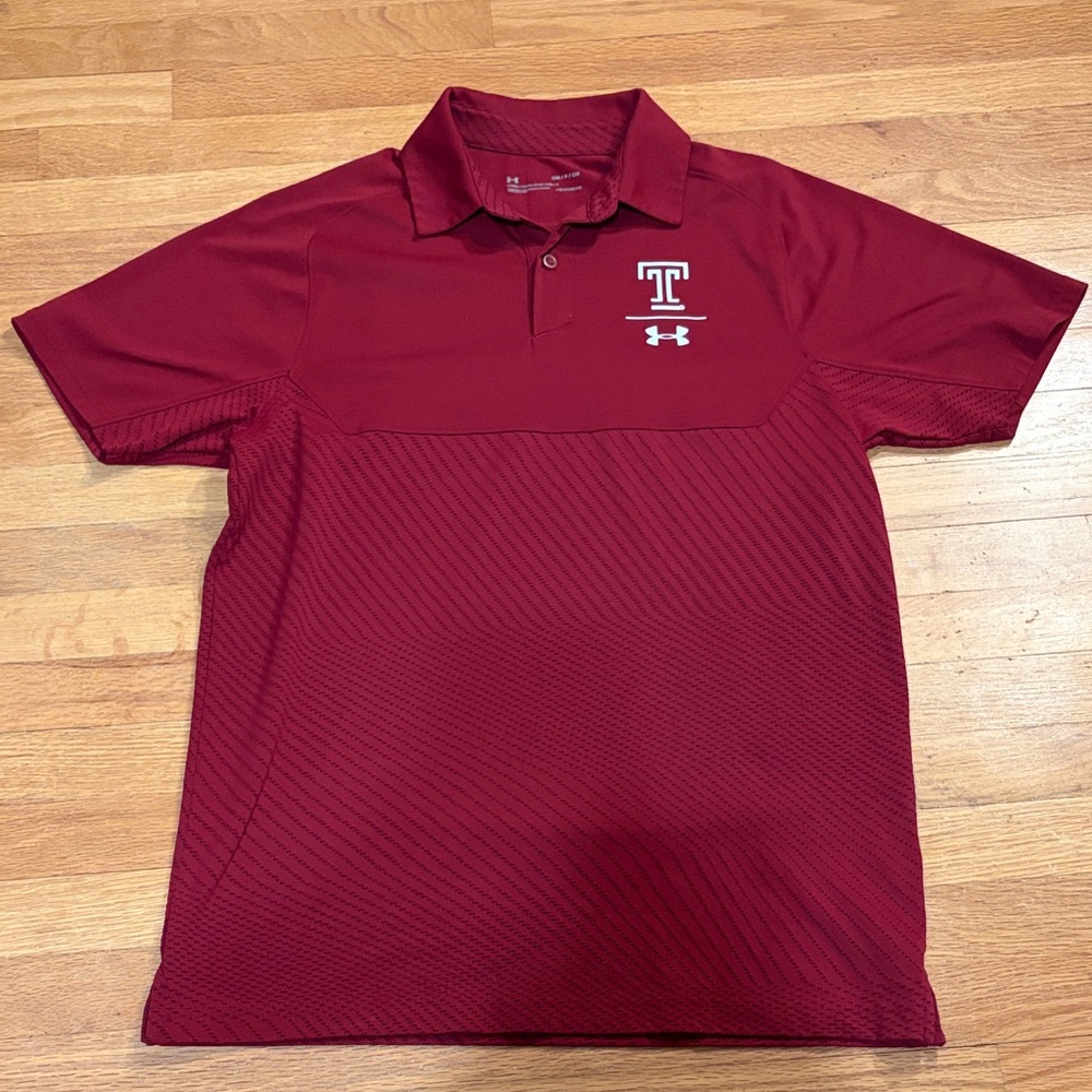 Under Armour Men's Maroon Polo Shirt- Temple University